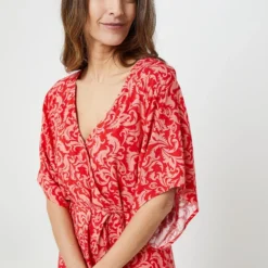 Robe Longue Rouge Imprimée Baroque Les Petites Bombes - Rouge -Promos Sublisca Magasin 001022105 001 V4 T4