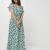Robe Longue Imprimée Floral C'est Beau La Vie - Bleu Marine