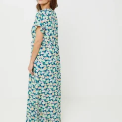 Robe Longue Imprimée Floral C'est Beau La Vie - Bleu Marine -Promos Sublisca Magasin 001022106 001 V2 T4