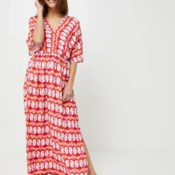 Robe Imprimé Graphique - Rouge