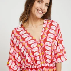 Robe Imprimé Graphique - Rouge -Promos Sublisca Magasin 001022108 001 V4 T4