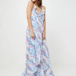 Molly Bracken Robe Longue Effet Portefeuille Imprimé Tacheté Multicolore - Blanc -Promos Sublisca Magasin 001022708 001 V3 T4