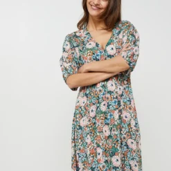 Robe Longue Imprimé Fleuri - Vert Kaki -Promos Sublisca Magasin 001022709 001 V3 T4