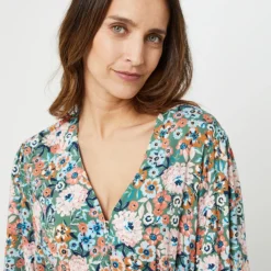 Robe Longue Imprimé Fleuri - Vert Kaki -Promos Sublisca Magasin 001022709 001 V4 T4