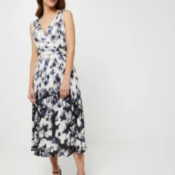 ESPRIT Robe Imprimé À Décolleté Et Dos Croisés - Noir -Promos Sublisca Magasin 001022710 001 V3 T4