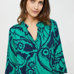 Robe Tunique Imprimée Feuilles La Fee Maraboutee - Vert -Promos Sublisca Magasin 001022711 001 V4 T4