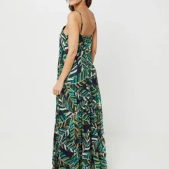 Molly Bracken Robe En Jersey Plissé Imprimé - Vert -Promos Sublisca Magasin 001023065 001 V2 T4