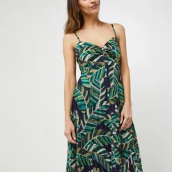 Molly Bracken Robe En Jersey Plissé Imprimé - Vert -Promos Sublisca Magasin 001023065 001 V3 T4