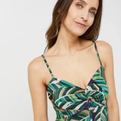 Molly Bracken Robe En Jersey Plissé Imprimé - Vert -Promos Sublisca Magasin 001023065 001 V4 T4