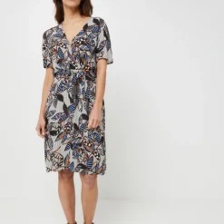 Robe Cache-coeur Imprimé Feuilles La Fee Maraboutee - Ecru -Promos Sublisca Magasin 001023066 001 V3 T4