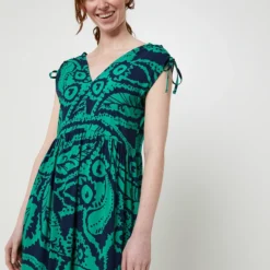 Robe Fluide Imprimé Graphique Monochrome - Vert -Promos Sublisca Magasin 001023068 001 V4 T4