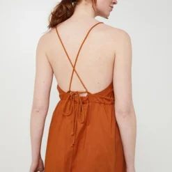 Robe Unie Bretelles Spaghetti - Orange 6 Robe Unie Bretelles Spaghetti - Orange -Promos Sublisca Magasin 001023069 001 V3 T4