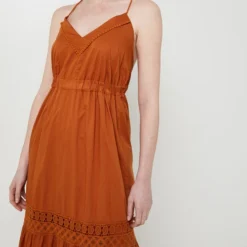 Robe Unie Bretelles Spaghetti - Orange 7 Robe Unie Bretelles Spaghetti - Orange -Promos Sublisca Magasin 001023069 001 V4 T4