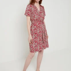 Robe Cache-cœur Imprimée Fleurs - Rouge -Promos Sublisca Magasin 001023122 001 V3 T4