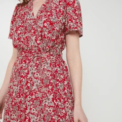 Robe Cache-cœur Imprimée Fleurs - Rouge -Promos Sublisca Magasin 001023122 001 V4 T4