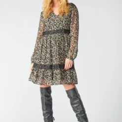 LE TEMPS DES CERISES Robe Droite Reve - GREEN LEO -Promos Sublisca Magasin 001023239 001 V2 T4