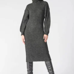 LE TEMPS DES CERISES Robe Pull Marimet - BLACK MELANGE -Promos Sublisca Magasin 001023244 001 V2 T4