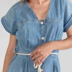 LE TEMPS DES CERISES Robe Droite En Jeans Eourres - BLUE -Promos Sublisca Magasin 001023253 001 V3 T4