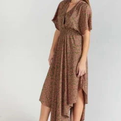 LE TEMPS DES CERISES Robe Longue Droite Yaka - KHAKI FLOWERS -Promos Sublisca Magasin 001023255 001 V4 T4