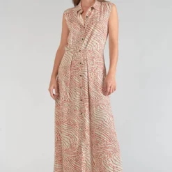 LE TEMPS DES CERISES Robe Longue Droite Cuoco - ORANGE ZEBRA -Promos Sublisca Magasin 001023269 001 V2 T4