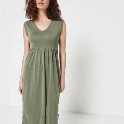 LE TEMPS DES CERISES Robe Encolure En Dentelle - Vert Kaki