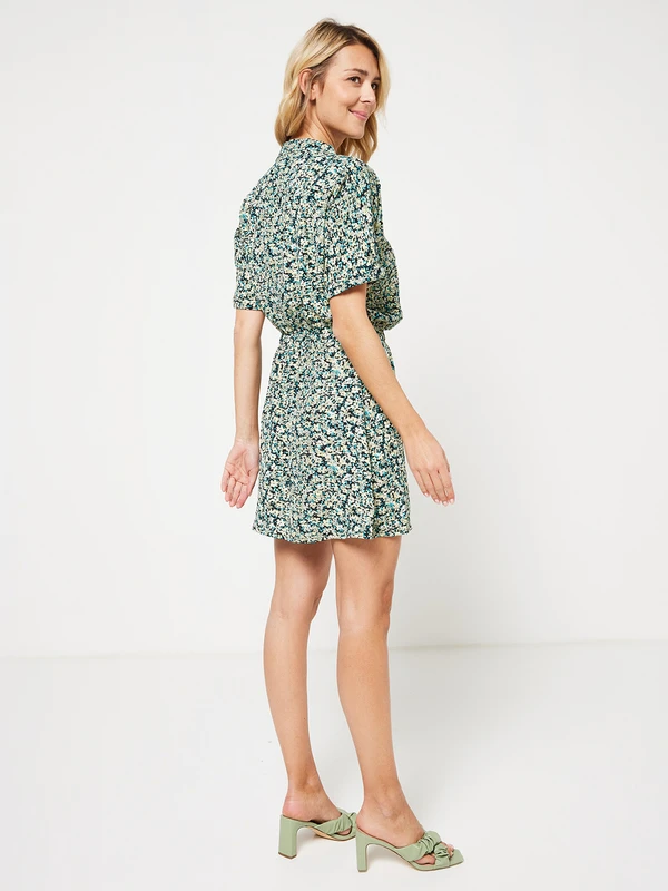 LE TEMPS DES CERISES Robe Motif Fleuri - Vert 2 LE TEMPS DES CERISES Robe Motif Fleuri - Vert – Image 2