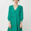 Robe Unie Avec Broderie Anglaise - Vert