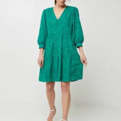Robe Unie Avec Broderie Anglaise - Vert -Promos Sublisca Magasin 001024380 001 V3 T4