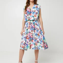 Molly Bracken Robe Imprimée Feuillage - Blanc