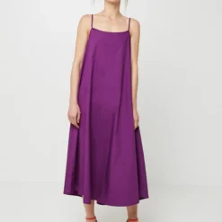 Molly Bracken Robe Évasée Popeline Unie - Violet