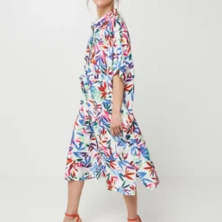 Molly Bracken Robe Caftan Chemise Imprimée Feuilles - Blanc -Promos Sublisca Magasin 001024423 001 V3 T4