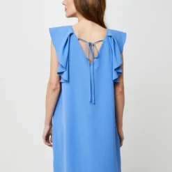 Molly Bracken Robe Droite Unie Manches Papillon - Bleu -Promos Sublisca Magasin 001024425 001 V2 T4