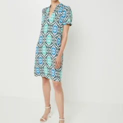 Robe Légère Imprimée Ikat - Bleu -Promos Sublisca Magasin 001024697 001 V3 T4