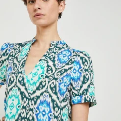 Robe Légère Imprimée Ikat - Bleu -Promos Sublisca Magasin 001024697 001 V4 T4
