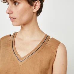 Robe En Lin Unie - Camel -Promos Sublisca Magasin 001024698 001 V4 T4