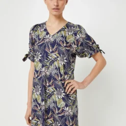 Promos Sublisca Magasin 9 KAPORAL Robe Droite Légère Imprimée Fleurs - Vert