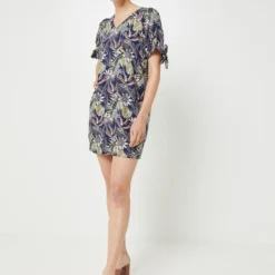 KAPORAL Robe Droite Légère Imprimée Fleurs - Vert -Promos Sublisca Magasin 001024704 001 V3 T4