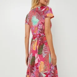 Robe En Jersey Fluide Imprimée Fleurs - Rose 5 Robe En Jersey Fluide Imprimée Fleurs - Rose -Promos Sublisca Magasin 001024706 001 V2 T4