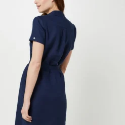 Robe Ceinturée En 100% Lin, Poches Poitrine - Bleu Marine 5 Robe Ceinturée En 100% Lin, Poches Poitrine - Bleu Marine -Promos Sublisca Magasin 001025070 002 V2 T4