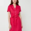 Robe Ceinturée En 100% Lin, Poches Poitrine - Rose