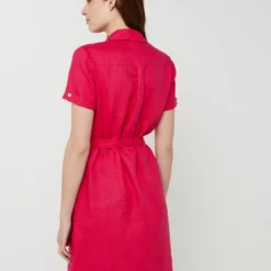 Robe Ceinturée En 100% Lin, Poches Poitrine - Rose -Promos Sublisca Magasin 001025070 003 V2 T4