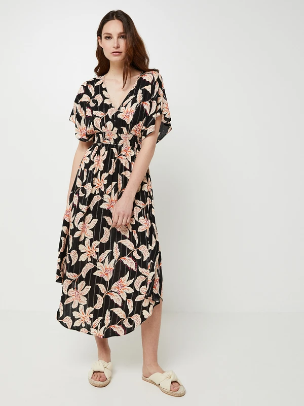 Robe Légère Imprimée Fleurs Monochromes - Noir 1 Robe Légère Imprimée Fleurs Monochromes - Noir