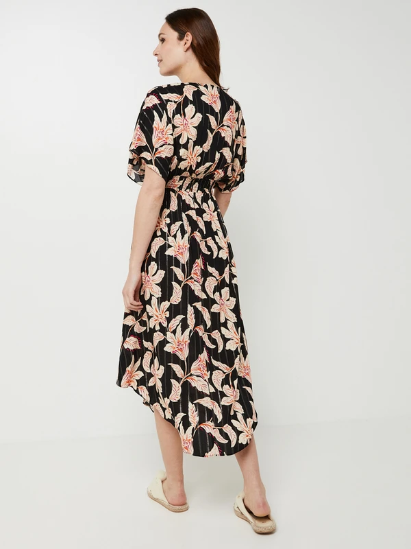 Robe Légère Imprimée Fleurs Monochromes - Noir 2 Robe Légère Imprimée Fleurs Monochromes - Noir – Image 2
