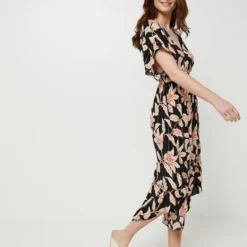 Robe Légère Imprimée Fleurs Monochromes - Noir 6 Robe Légère Imprimée Fleurs Monochromes - Noir -Promos Sublisca Magasin 001025073 002 V3 T4