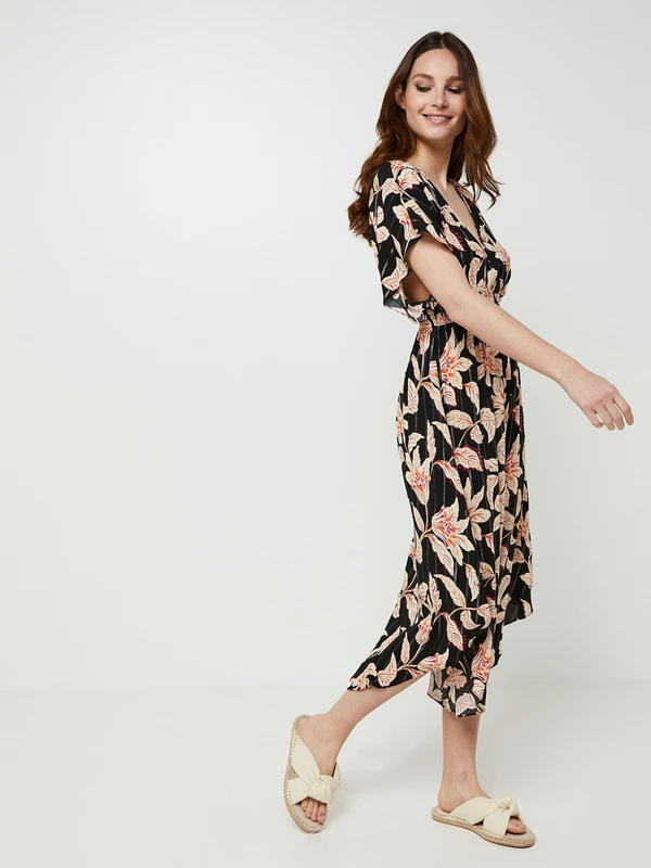 Robe Légère Imprimée Fleurs Monochromes - Noir 3 Robe Légère Imprimée Fleurs Monochromes - Noir – Image 3