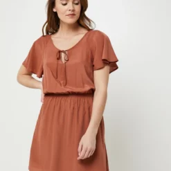 Molly Bracken Robe Fluide Unie - Marron