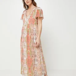 Robe En Voile Imprimé Cachemire - Ecru