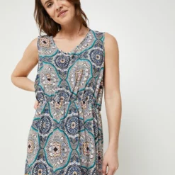 Molly Bracken Robe Légère Imprimée Fleurs Cachemire - Bleu -Promos Sublisca Magasin 001025176 001 V4 T4