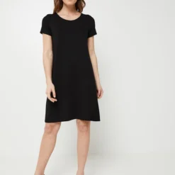 ONLY Robe Droite Jersey Uni Effet Lacé Au Dos - Noir -Promos Sublisca Magasin 001025177 001 V3 T4