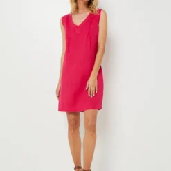 Robe Cintrée Sans Manches En 100% Lin - Rose -Promos Sublisca Magasin 001025331 001 V3 T4